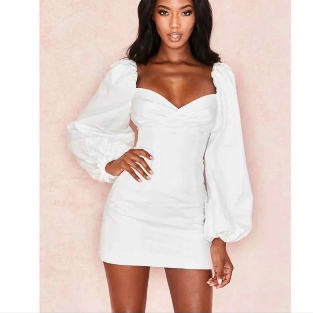 House Of CB ‘J´adore’ Cotton Puff Sleeve Mini Dress NWOT - Picture 5 of 13